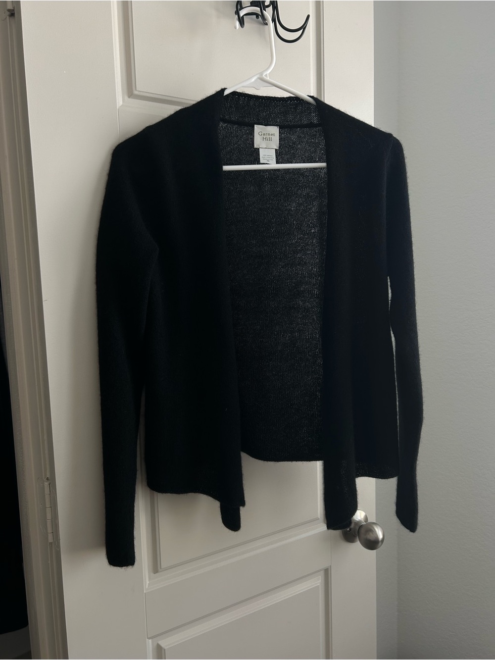 Garnet Hill black Tie-Front Knit Cashmere Cardigan xs